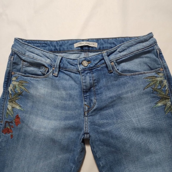 Mavi Light Wash Floral Embroidered Low Rise Adrianna Skinny Jeans - Picture 5 of 5